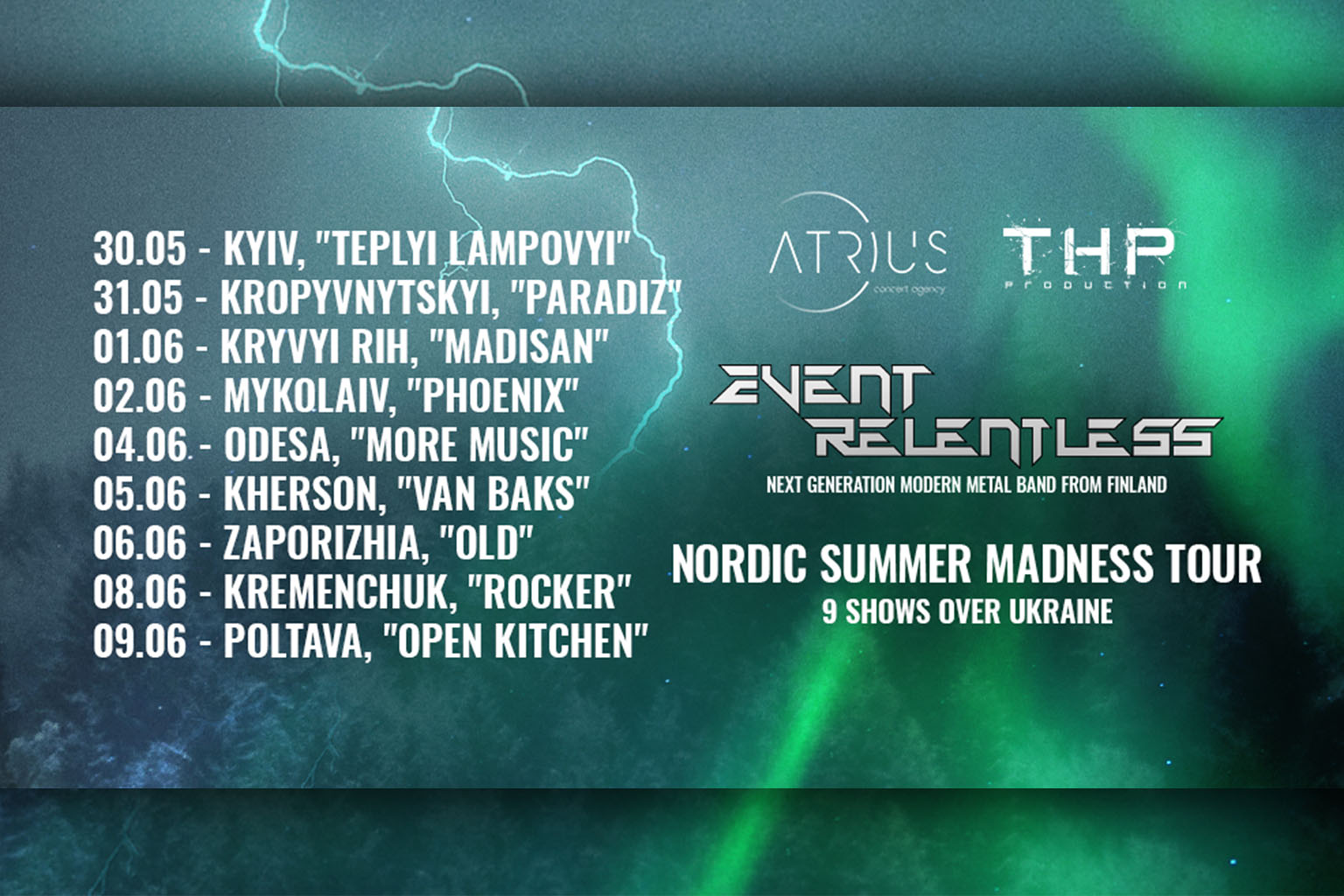 Event Relentless - Nordic Summer Madness tour 2019 header